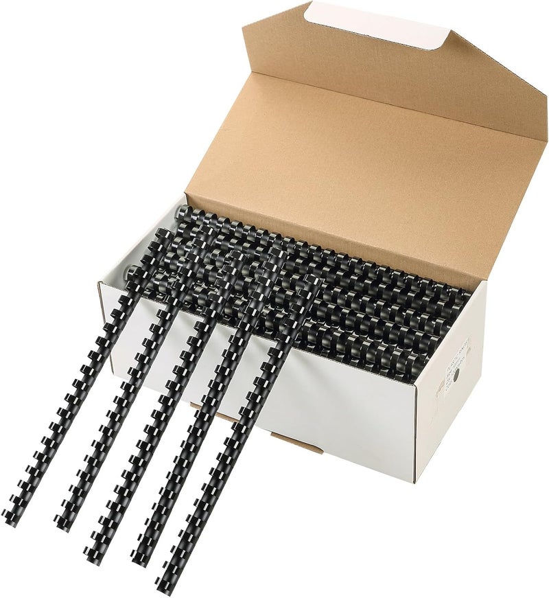 MYFULLY 100 Pack 21 Ring Plastic Comb Binding Spines | 5/8 Inch Diameter, 115 Sheet Capacity, A4, Black Binding Comb (5/8"(115 Sheet Capacity)) - Image 1
